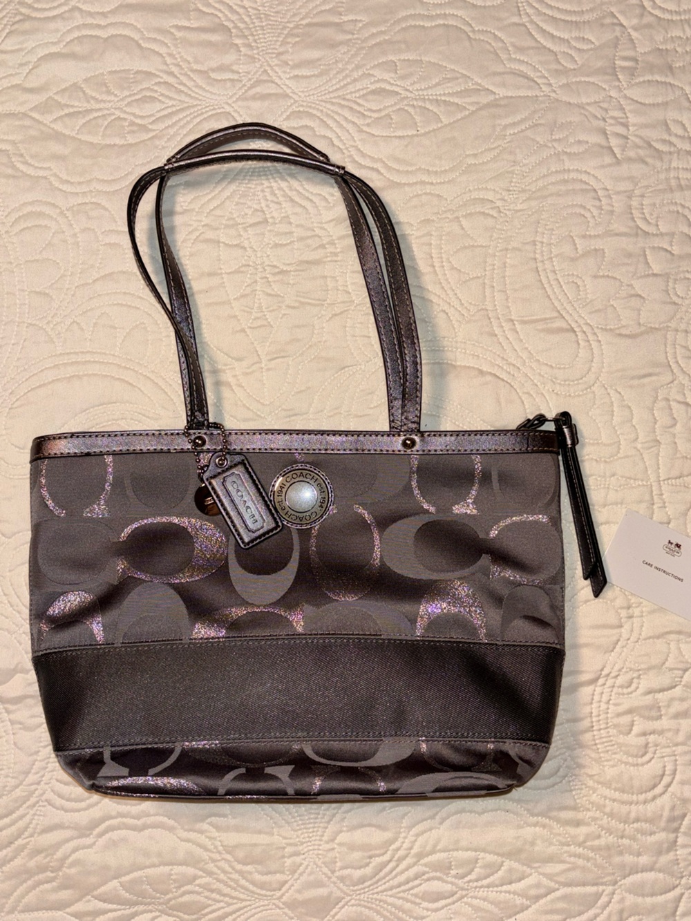 Coach Metallic Stripe Tote New With Tags